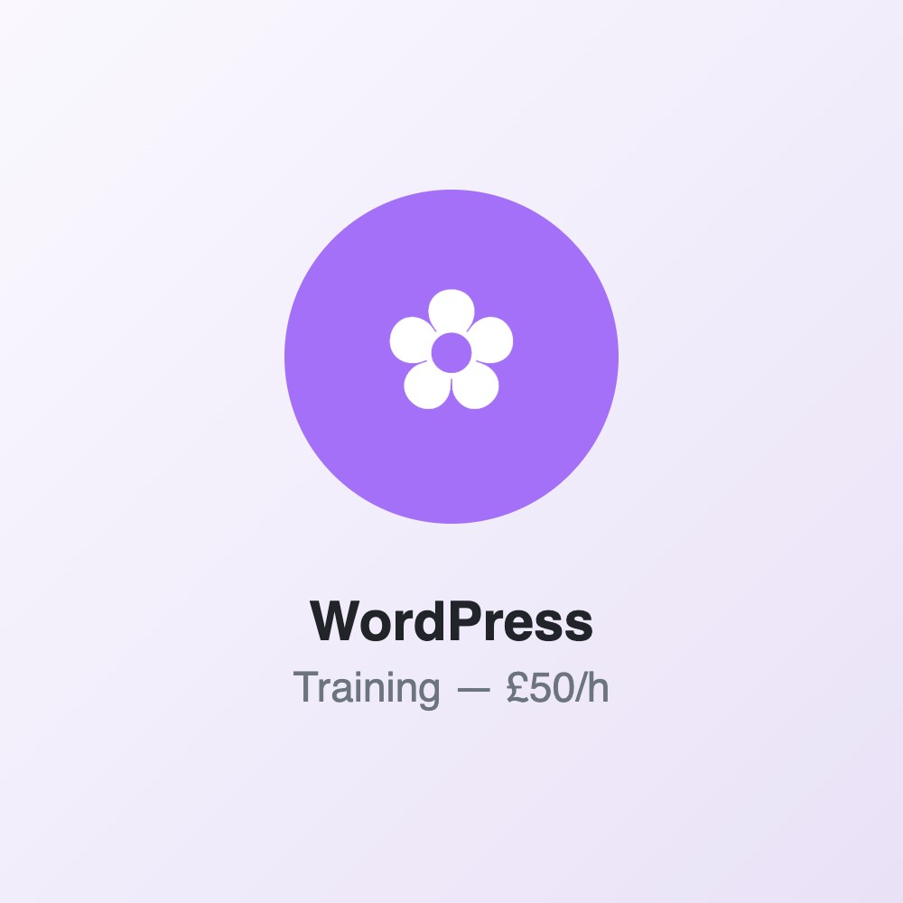 WordPress mokymai — £50/val.